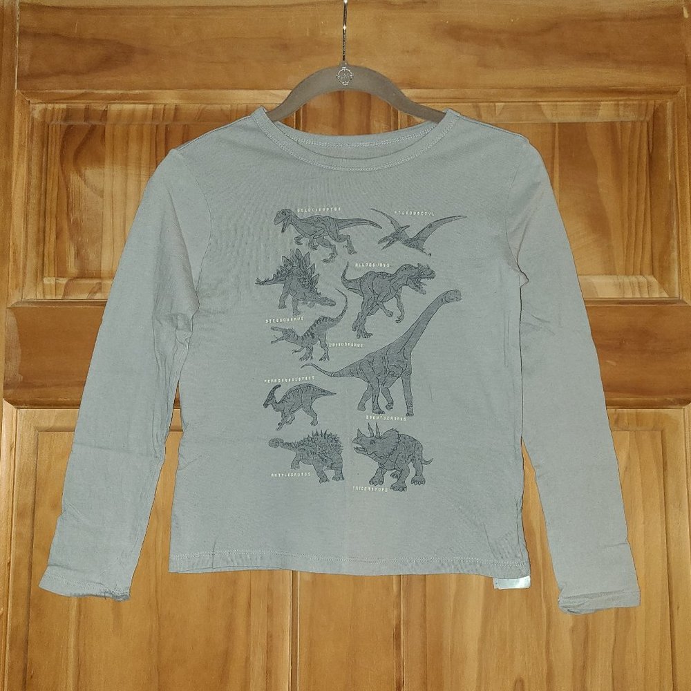 5/$30 Boys GAP Kids Gray Dinosaur Long Sleeve Shirt